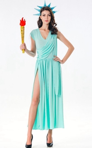 F1842 Patriotic Party Miss Statue of Liberty Adult Cosplay Costume for Women